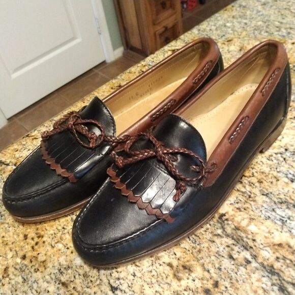 Allen Edmonds Men’s Woodstock Shoes Black Brown Tassels Leather Loafers Sz 11 C - Picture 1 of 14